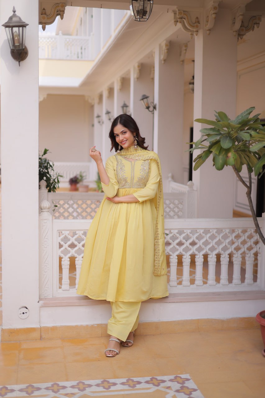 Stunning Yellow Anarkali Suit for Wedding Guests and Festive Glam