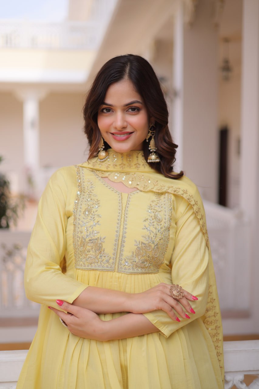 Stunning Yellow Anarkali Suit for Wedding Guests and Festive Glam