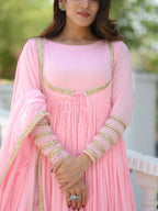 Exclusive Vichitra Silk Anarkali Suit with Pant and Dupatta