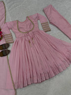 Exclusive Vichitra Silk Anarkali Suit with Pant and Dupatta