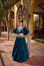 Elegant Vichitra Silk Thread Embroidered Lehenga Choli Set
