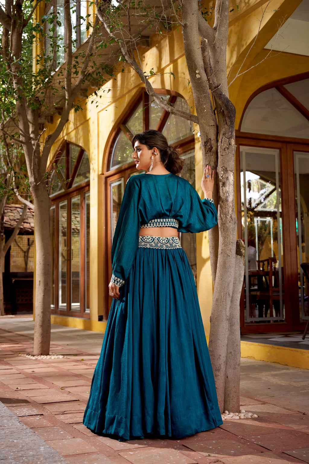 Elegant Vichitra Silk Thread Embroidered Lehenga Choli Set
