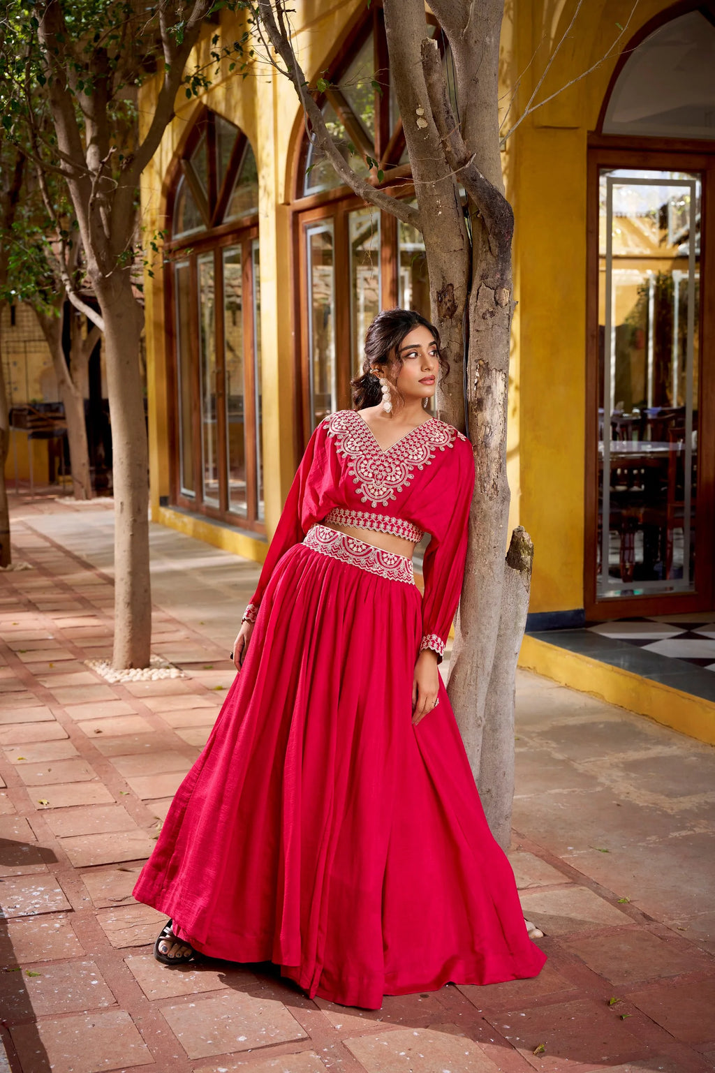 Opulent Vichitra Silk Thread Work Lehenga Set for Weddings & Parties