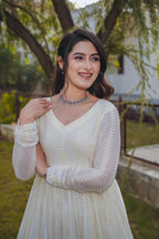 Elegant Designer Long Gown with Matching Bottom & Dupatta for Wedding and Festive Wear