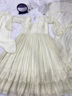 Elegant Designer Long Gown with Matching Bottom & Dupatta for Wedding and Festive Wear