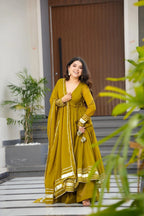 Royal Ethnic Look : Full Flair Anarkali With Gotta Work & Plazzo