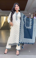 Chic Digital Print Muslin Kurta Pant Set With Dupatta