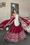 Stylish Eid Collection: Silk Top & Heavy Flair Georgette Lehenga Set