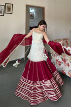 Stylish Eid Collection: Silk Top & Heavy Flair Georgette Lehenga Set