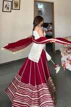 Stylish Eid Collection: Silk Top & Heavy Flair Georgette Lehenga Set