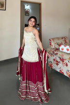 Stylish Eid Collection: Silk Top & Heavy Flair Georgette Lehenga Set