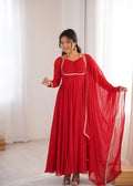 Designer Full Sleeve Flared Gown with Fancy Lace Dupatta
