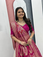 Opulent Silk Wedding Set : Jacquard Blouse, Simar Lehenga & Dupatta