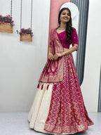 Opulent Silk Wedding Set : Jacquard Blouse, Simar Lehenga & Dupatta
