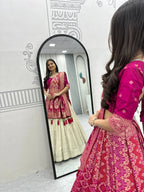 Opulent Silk Wedding Set : Jacquard Blouse, Simar Lehenga & Dupatta