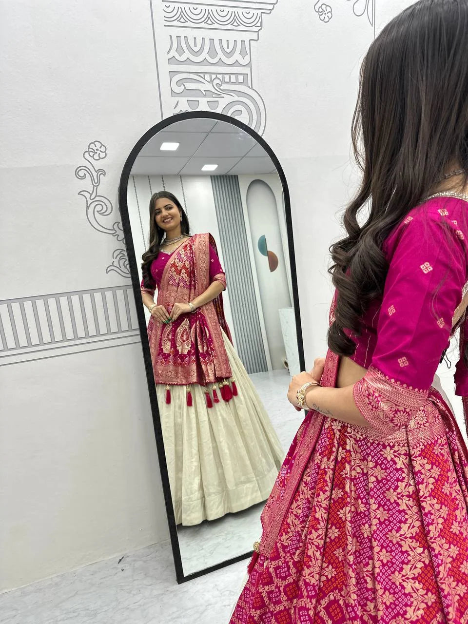 Opulent Silk Wedding Set : Jacquard Blouse, Simar Lehenga & Dupatta
