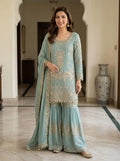 Eid Special Georgette Kurta Sharara with Elegant Sequence Work & Designer Dupatta