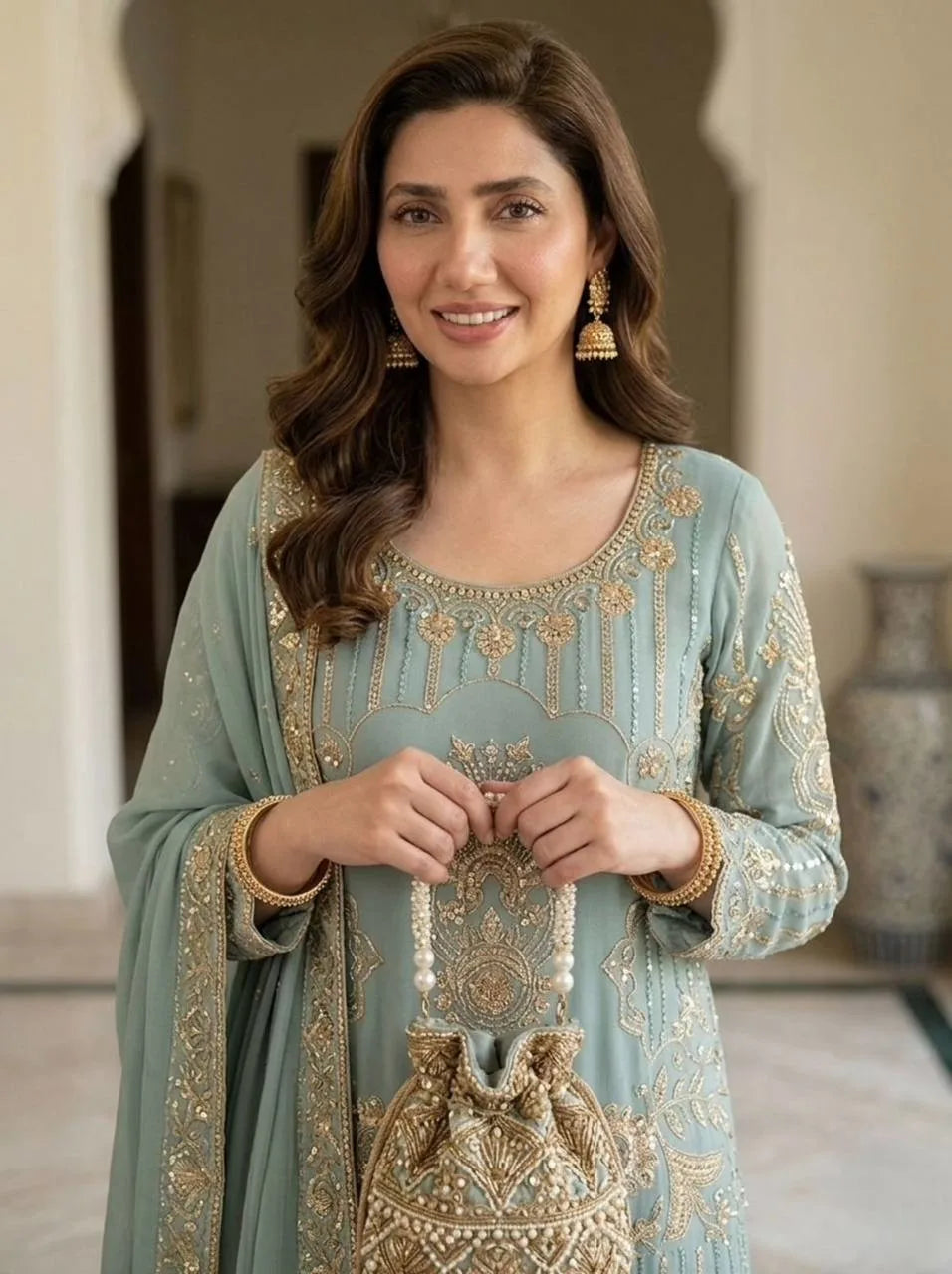 Eid Special Georgette Kurta Sharara with Elegant Sequence Work & Designer Dupatta