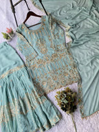 Eid Special Georgette Kurta Sharara with Elegant Sequence Work & Designer Dupatta