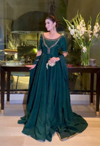 Luxury Anarkali Gown Ensemble with Heavy Embroidery & Dupatta