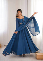 Wedding Special Heavy Flared Georgette Gown with Designer Dupatta