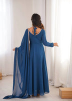 Wedding Special Heavy Flared Georgette Gown with Designer Dupatta