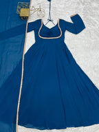 Wedding Special Heavy Flared Georgette Gown with Designer Dupatta