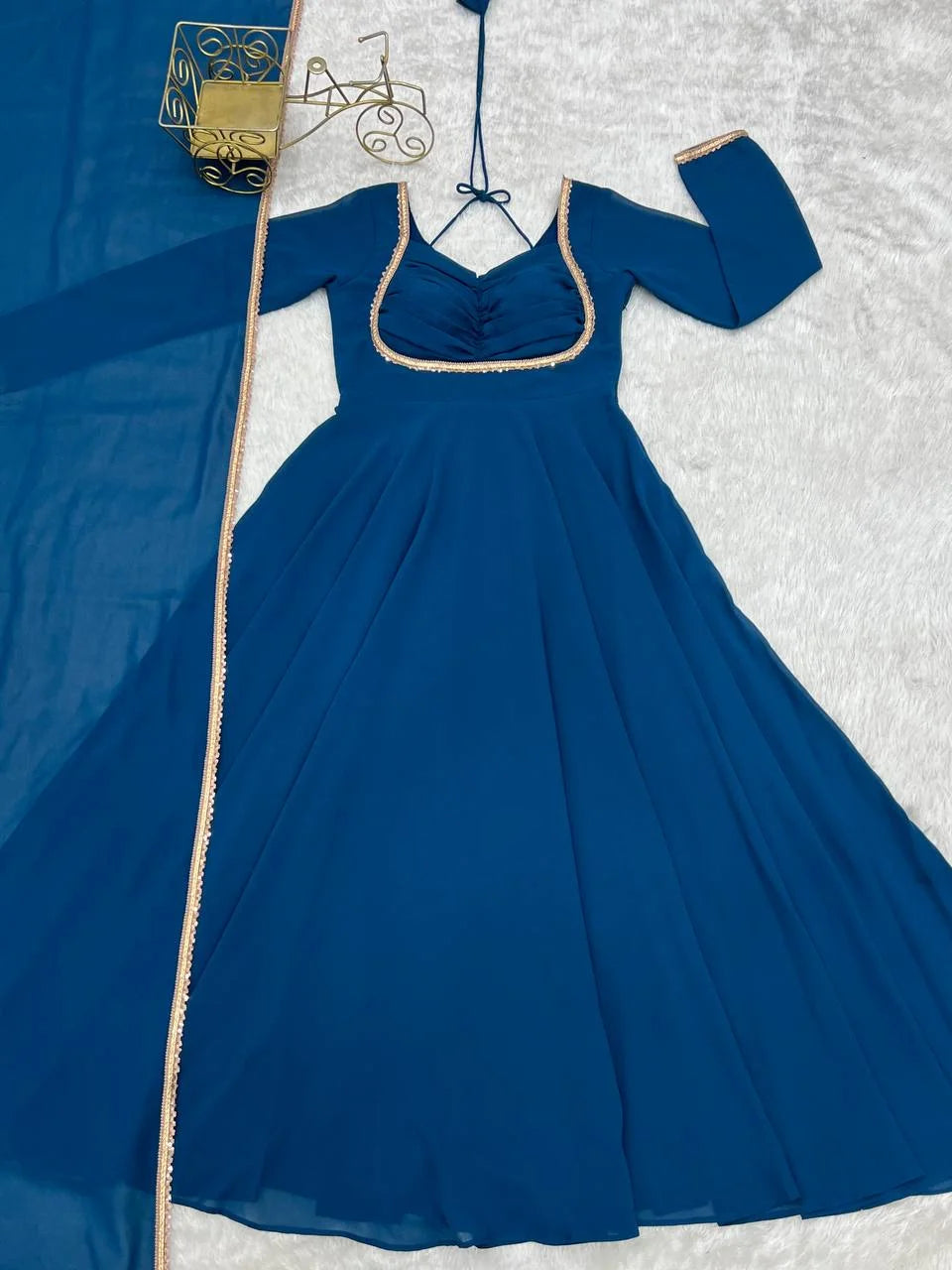 Wedding Special Heavy Flared Georgette Gown with Designer Dupatta
