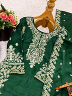 Royal Green GMY Silk Top Plazzo Set with Rich Embroidery