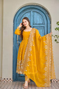 Yellow Traditional Anarkali Suit with Dupatta â€“ Elegant Embroidery