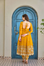 Yellow Traditional Anarkali Suit with Dupatta â€“ Elegant Embroidery