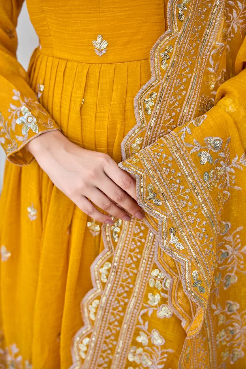 Yellow Traditional Anarkali Suit with Dupatta â€“ Elegant Embroidery