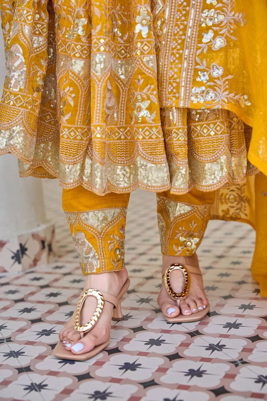Yellow Traditional Anarkali Suit with Dupatta â€“ Elegant Embroidery