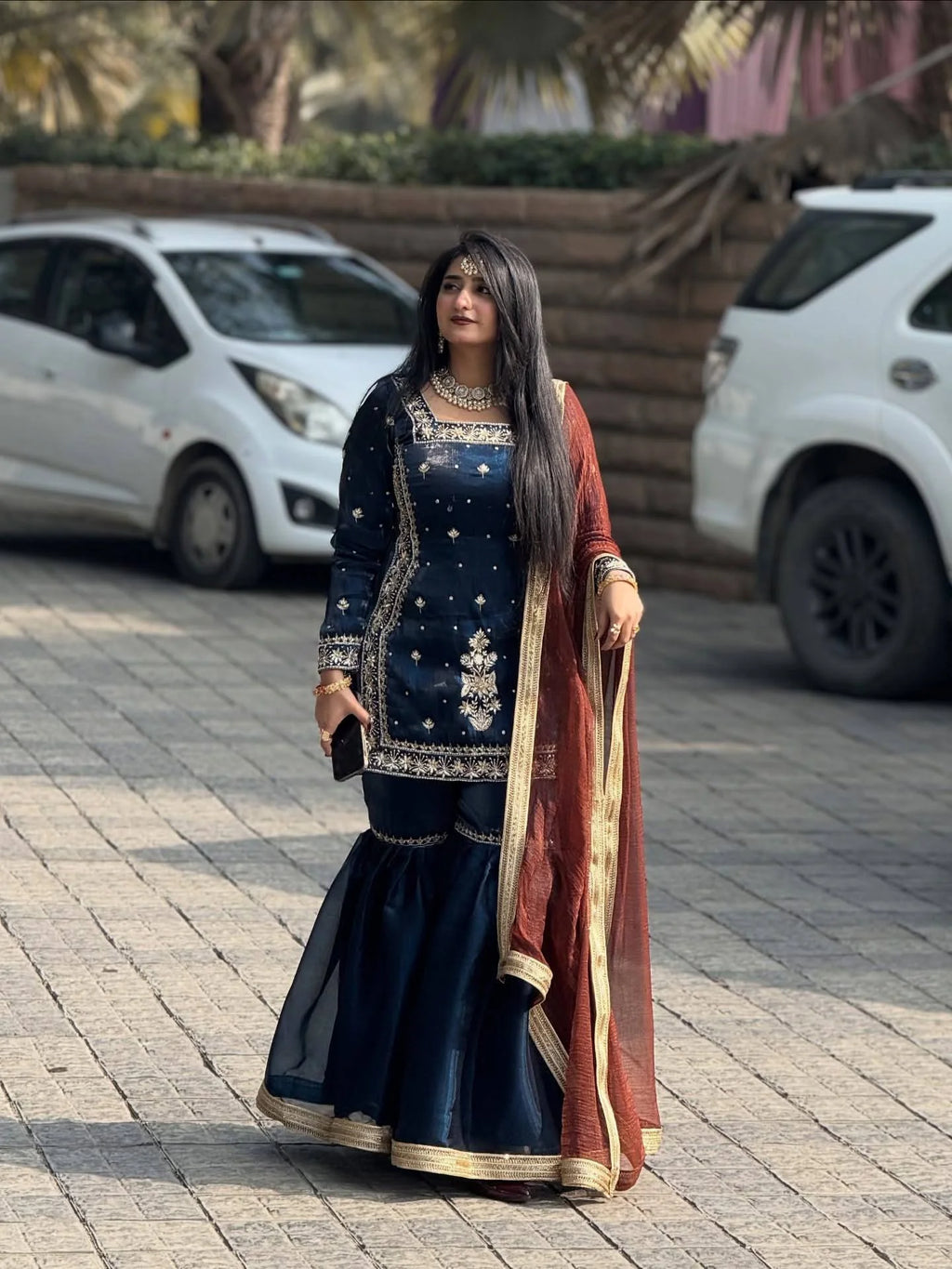 Eid Special Blue Jimmy Choo Sharara Set with Coding Embroidery