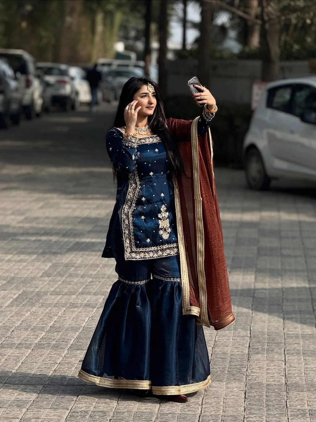 Eid Special Blue Jimmy Choo Sharara Set with Coding Embroidery