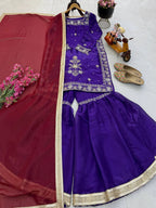 Premium Purple Jimmy choo Embroidered Sharara Set with Dupatta