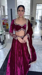 Classic 11000 Velvet Lehenga Set with Can-Can Flair & Rich Work
