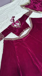 Classic 11000 Velvet Lehenga Set with Can-Can Flair & Rich Work