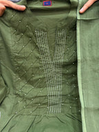 Elegant Green Handcrafted Cotton Suit Set with Matching Pant and Dupatta