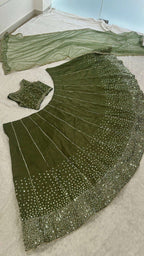Bridal Style Thai Silk Lehenga Choli with Sequin Embroidery