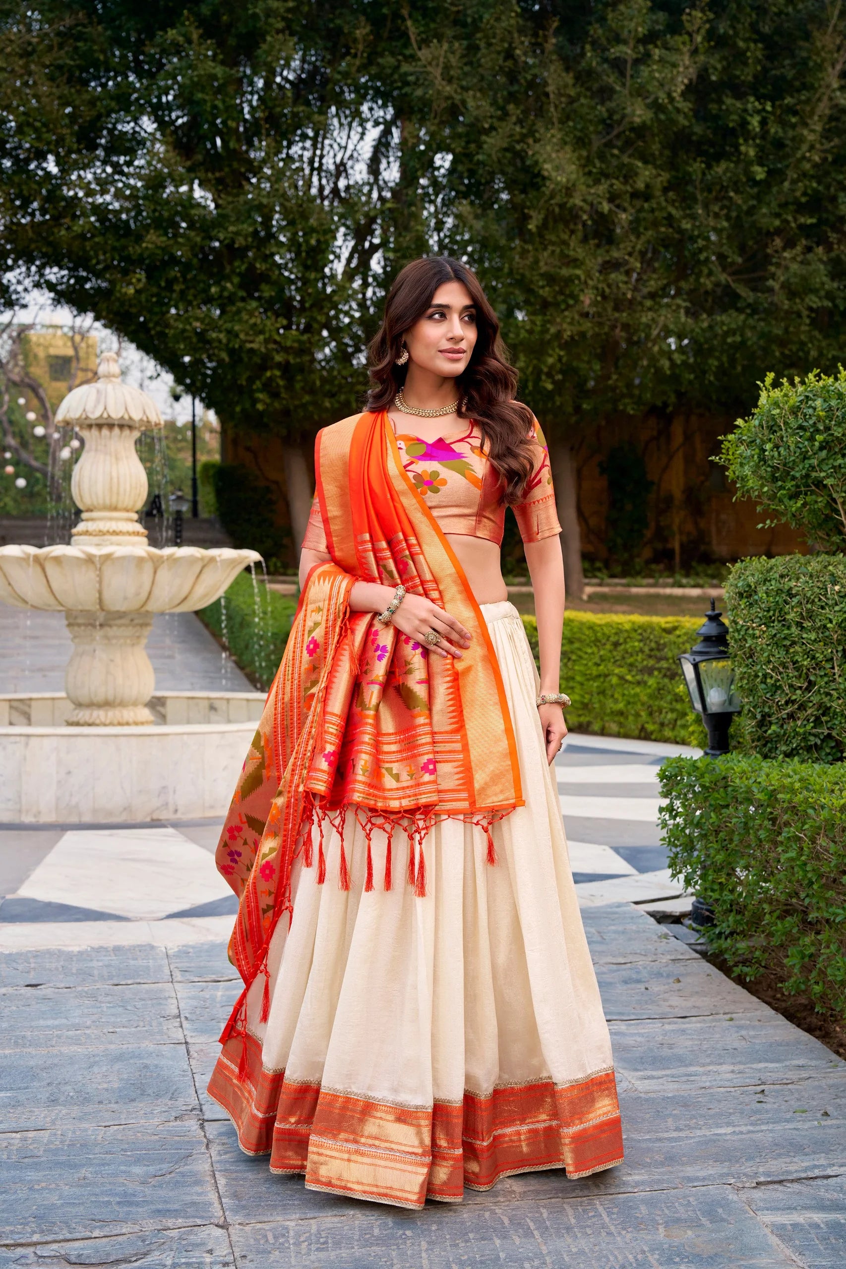 Graceful Vichitra Silk Lehenga Set with Heritage Zari Detailing