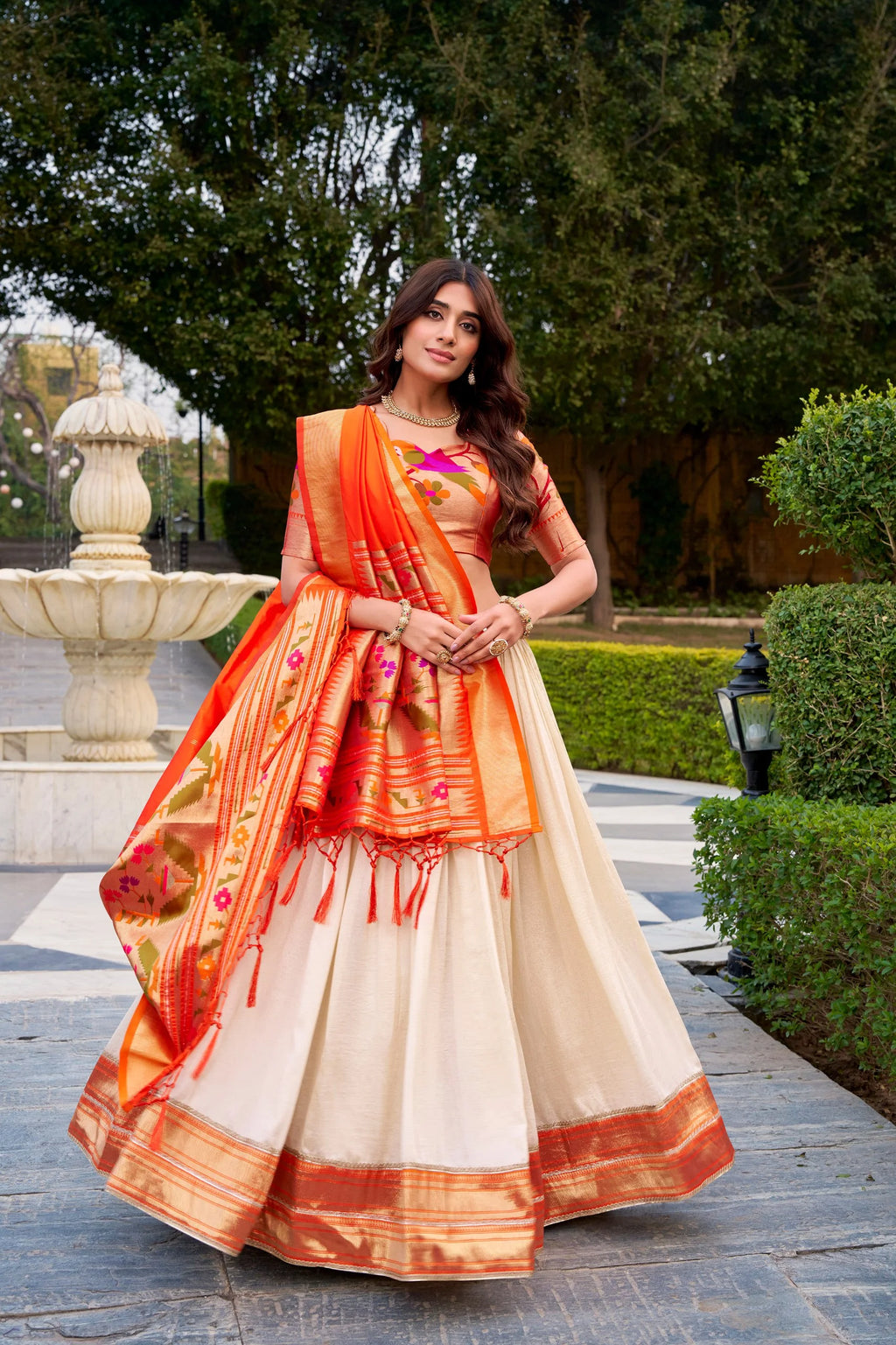 Graceful Vichitra Silk Lehenga Set with Heritage Zari Detailing
