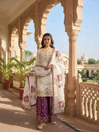 Stylish GMY Silk Top and Embroidered Plazzo with designer Dupatta
