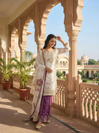 Stylish GMY Silk Top and Embroidered Plazzo with designer Dupatta