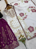 Stylish GMY Silk Top and Embroidered Plazzo with designer Dupatta