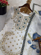 Luxury GMY Silk Ready-to-Wear Top Plazzo Set with Organza Dupatta