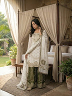 Green GMY Silk Embroidered Plazzo and Top with Dupatta