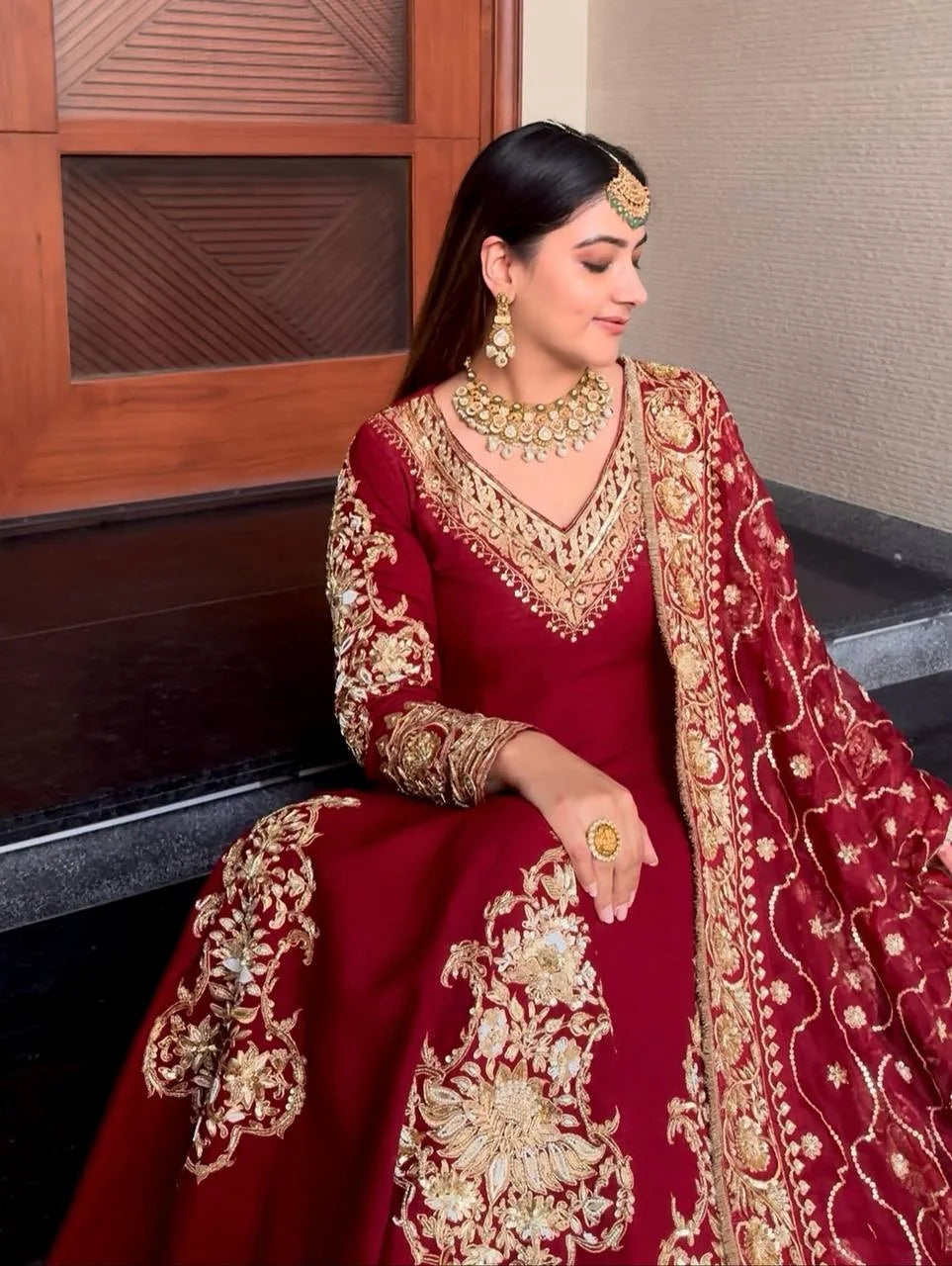Graceful Long Anarkali with Stretch Pant & Embroidered Dupatta