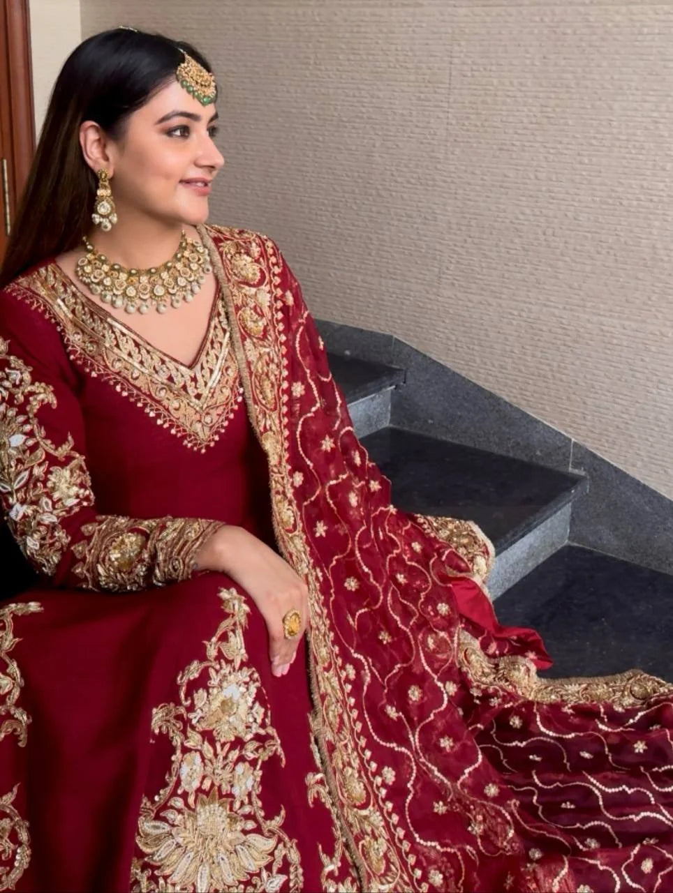 Graceful Long Anarkali with Stretch Pant & Embroidered Dupatta