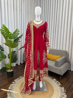 Graceful Long Anarkali with Stretch Pant & Embroidered Dupatta